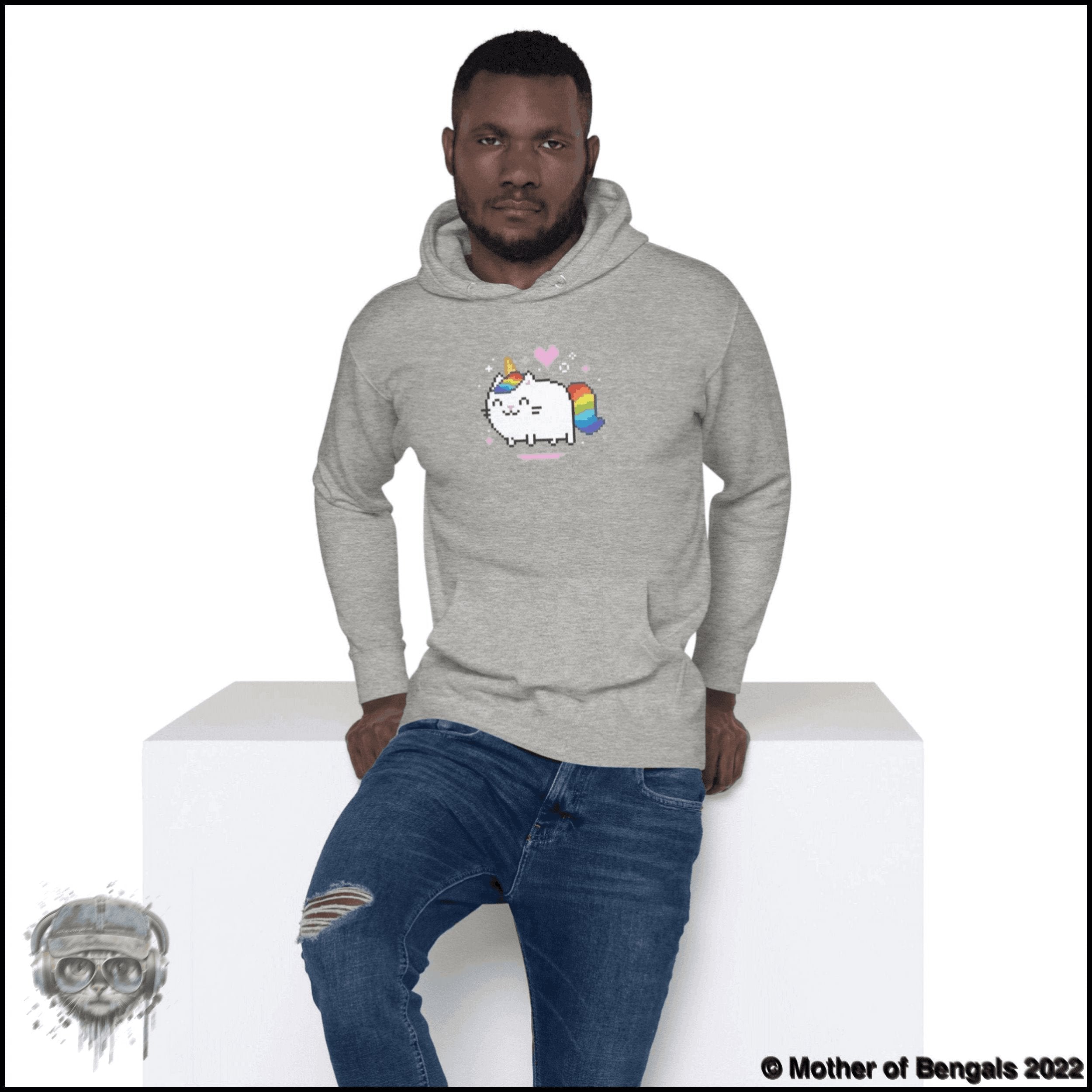 Unicorn Kitty Hoodie Mother of Bengals Carbon Grey S