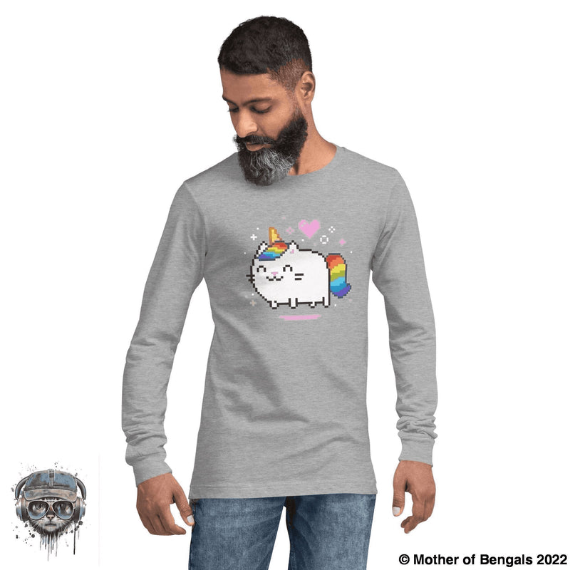 Unicorn Kitty Long Sleeve Shirt Mother of Bengals Athletic Heather XS 
