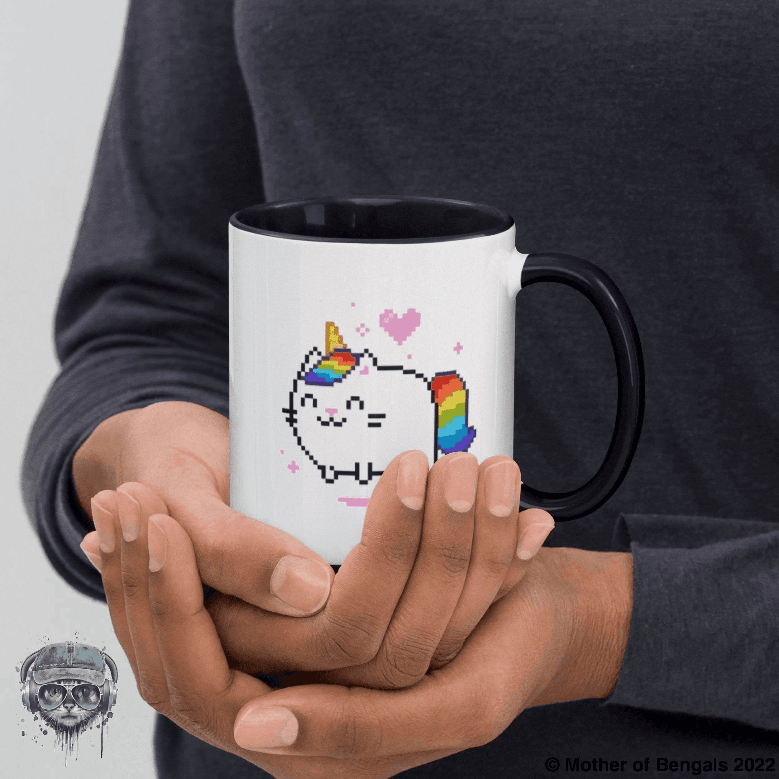 Unicorn Kitty Mug Mother of Bengals Black