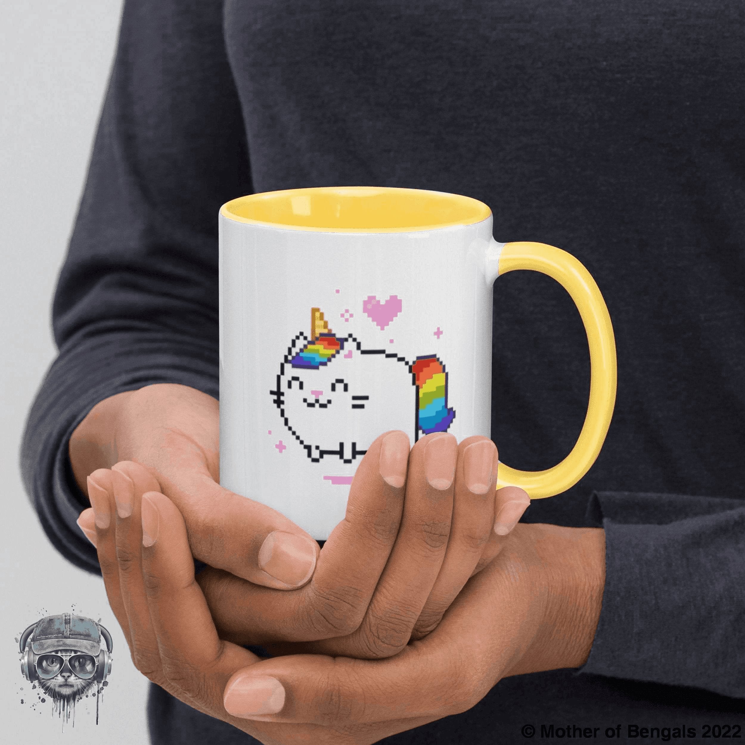 Unicorn Kitty Mug Mother of Bengals Yellow