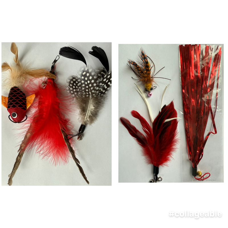 FurPrize! Koi Garden, Red, 6 piece Feather Refill Teaser Set