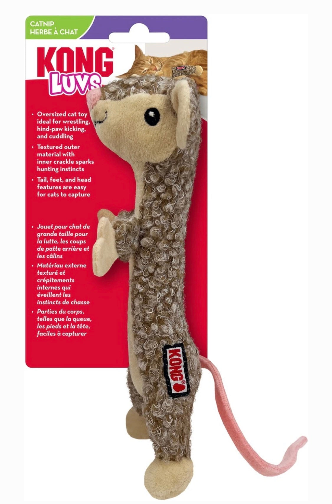 KONG Cat Luvs Mouse Plush Cat Toy with Catnip, Tan