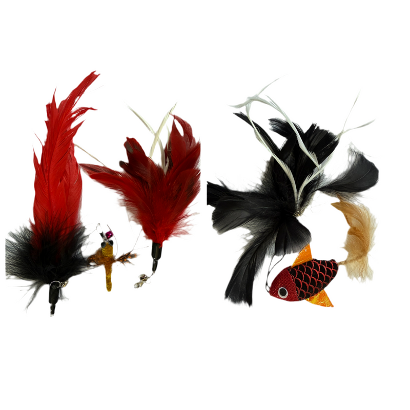 FurPrize! Koi Garden, Red/Black, 5 piece Feather Refill Teaser Set