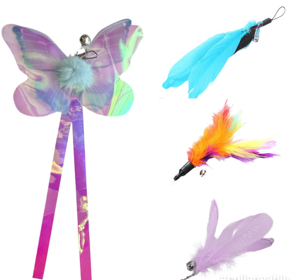 Furprize! Spunky Butterfly Garden, 4 piece Feather Wand Teaser Refill Set