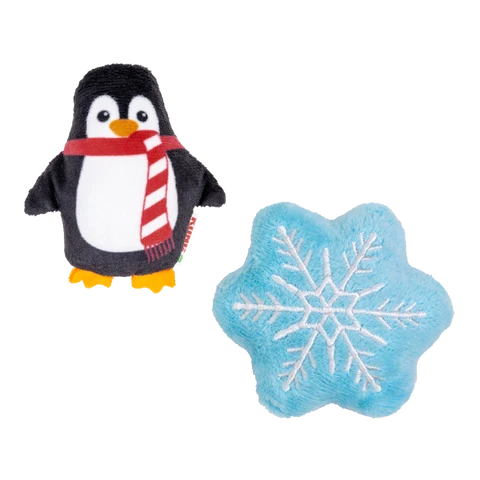 KONG HOLIDAY SCRATTLES PENGUIN, SNOWFLAKE 2-PK