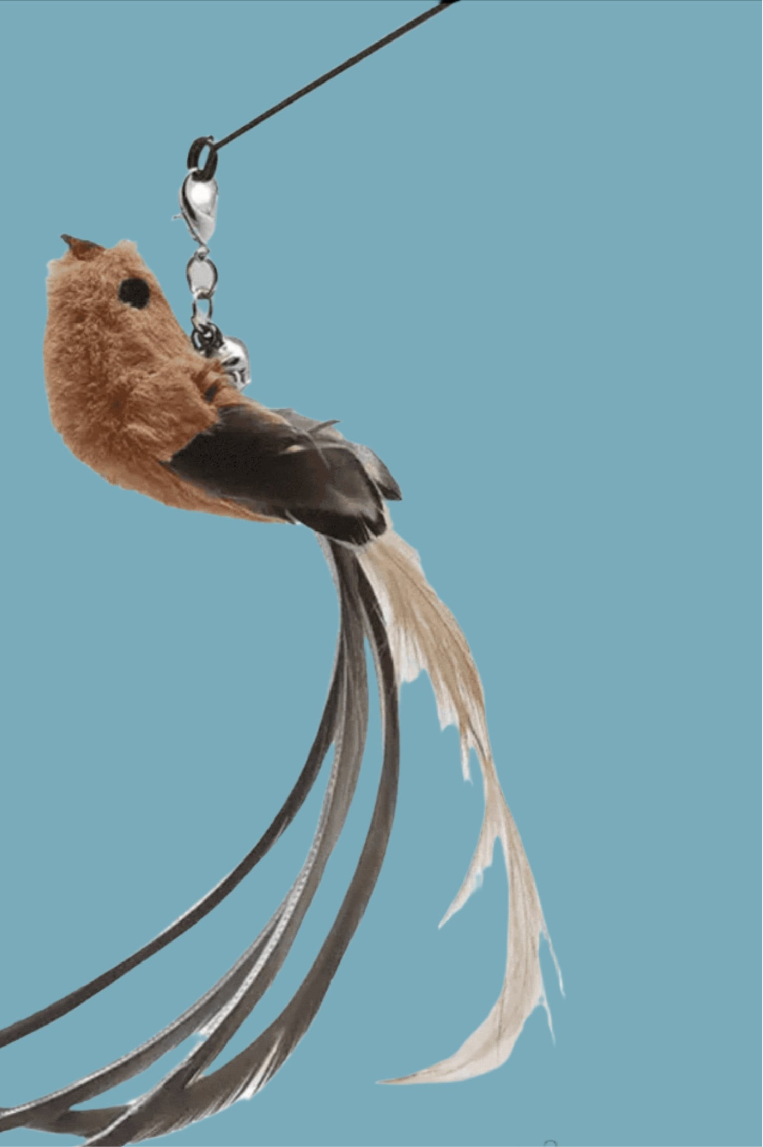 FurPrize! Vida Bird, Long Feather Tail, Wand Refill, Brown