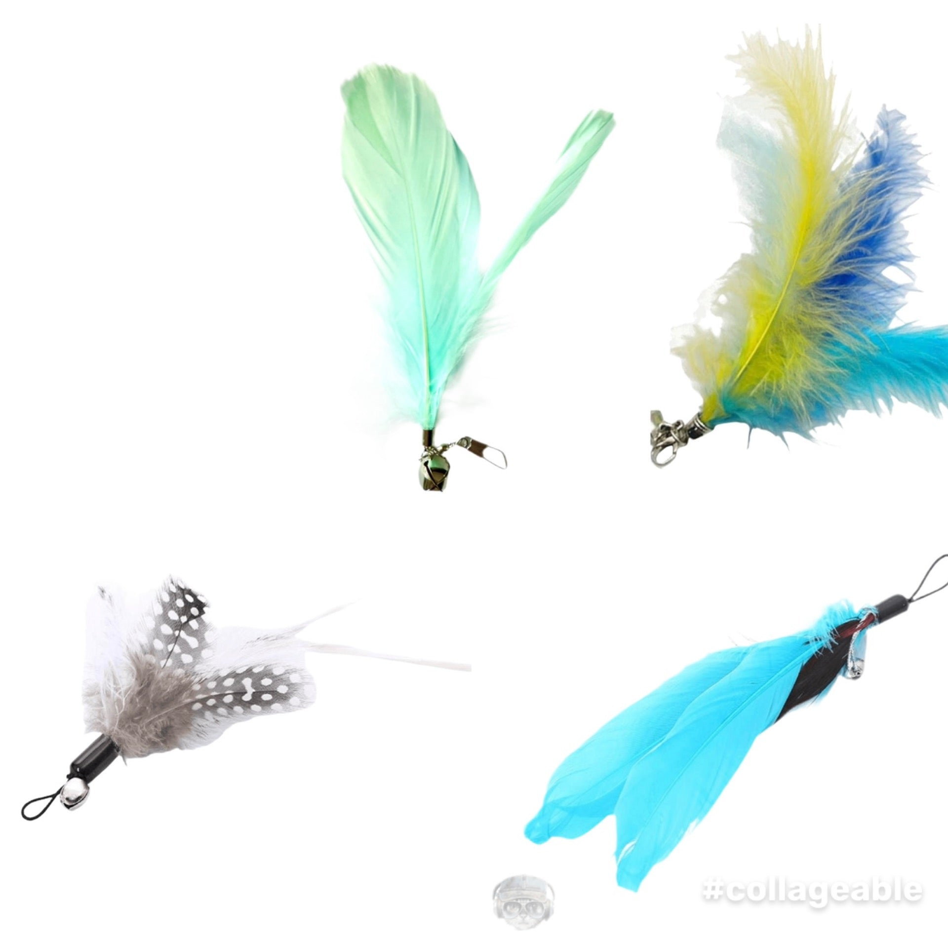 Furprize! Butterfly Garden, Aqua, 5 piece Feather Wand Teaser Refill Set