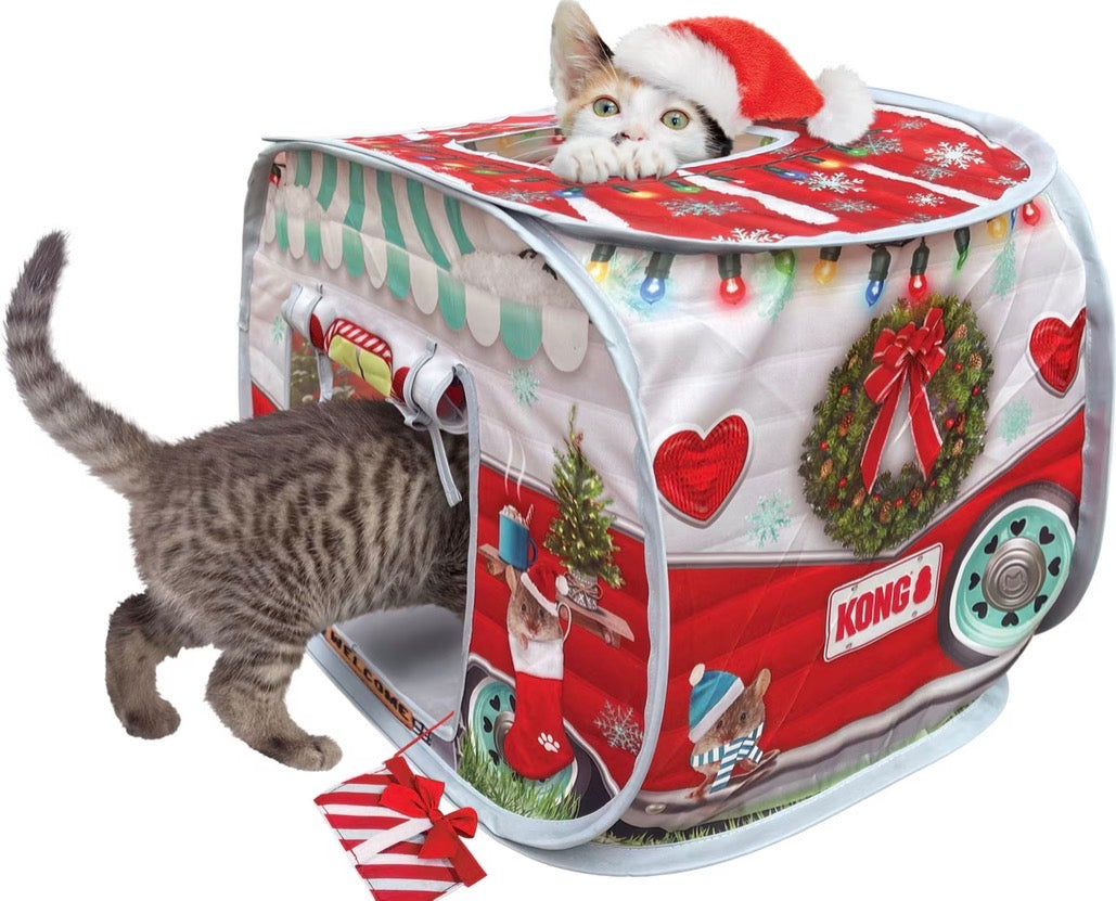 KONG Holiday Play Spaces Bungalow Gingerbread Tunnel Cat Toy