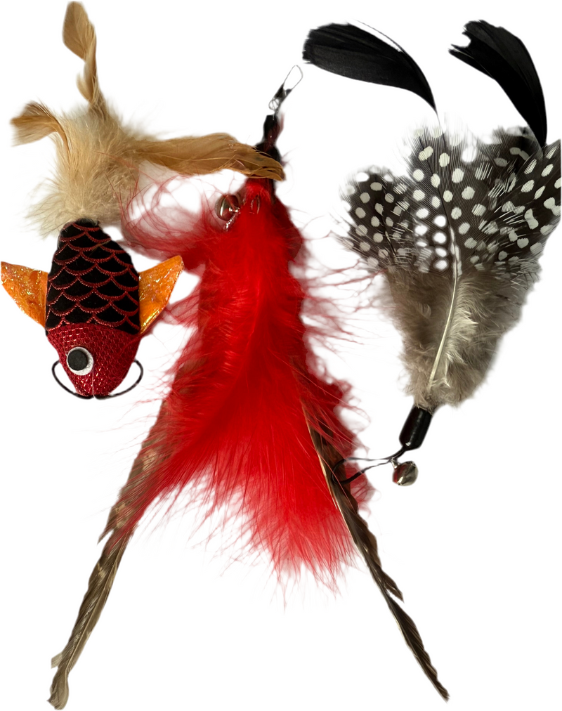 FurPrize! Koi Garden, Red, 6 piece Feather Refill Teaser Set