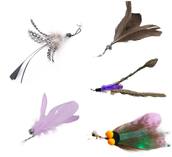 Furprize! Flies and Feathers, Purple, 5 piece Feather Wand Teaser Refill Set