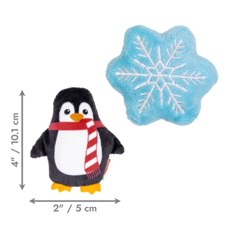 KONG HOLIDAY SCRATTLES PENGUIN, SNOWFLAKE 2-PK