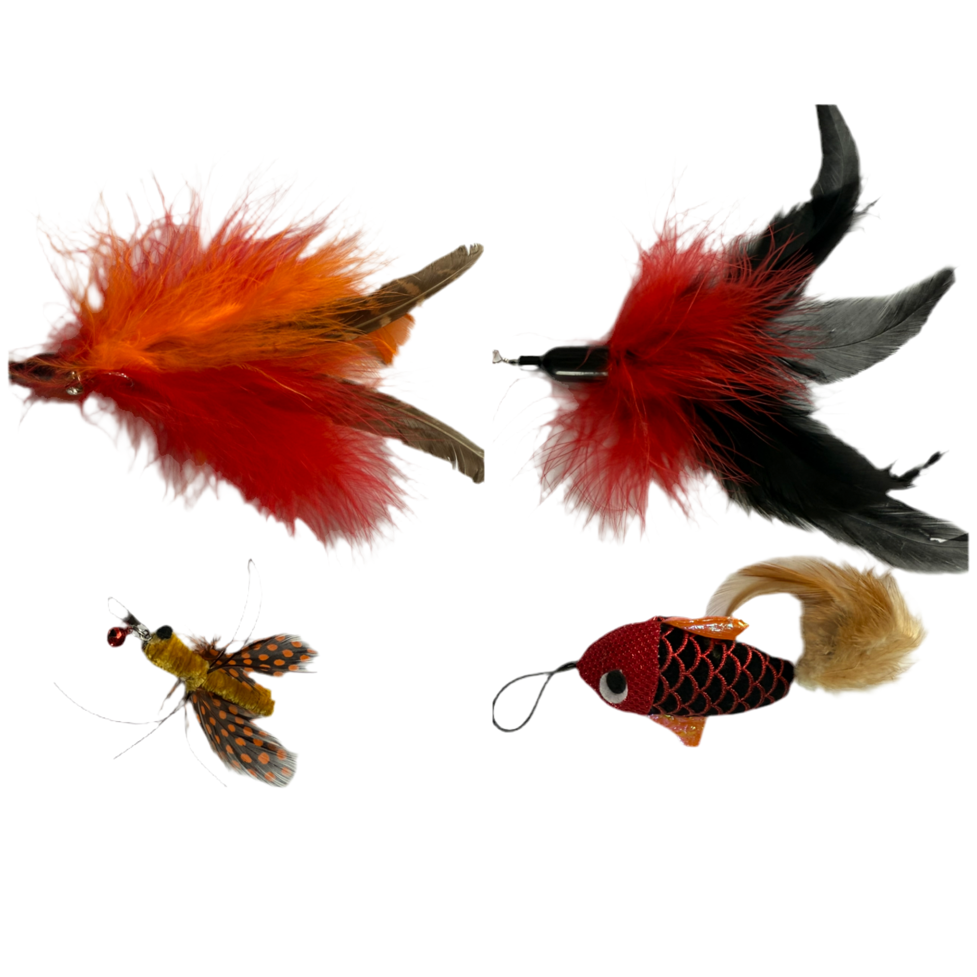 FurPrize! Koi Garden, Red/Orange, 4 piece Feather Refill Teaser Set