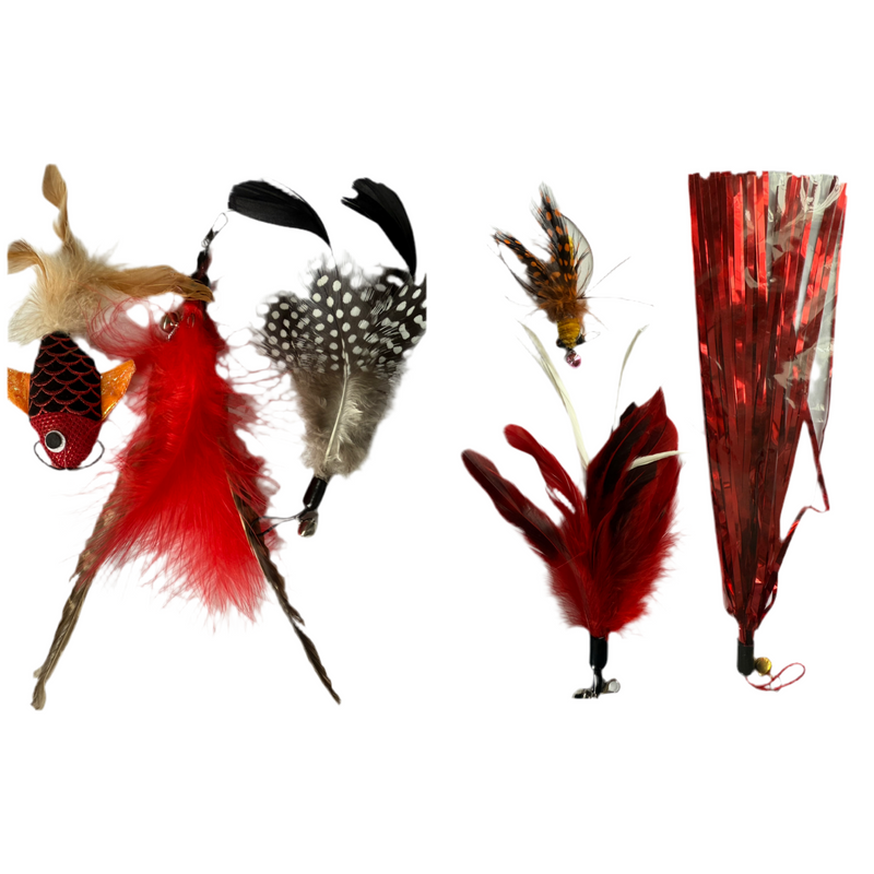 FurPrize! Koi Garden, Red, 6 piece Feather Refill Teaser Set