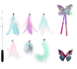 FurPrize!  Cotton candy, 9 piece Feather & Cat Wand Teaser Set