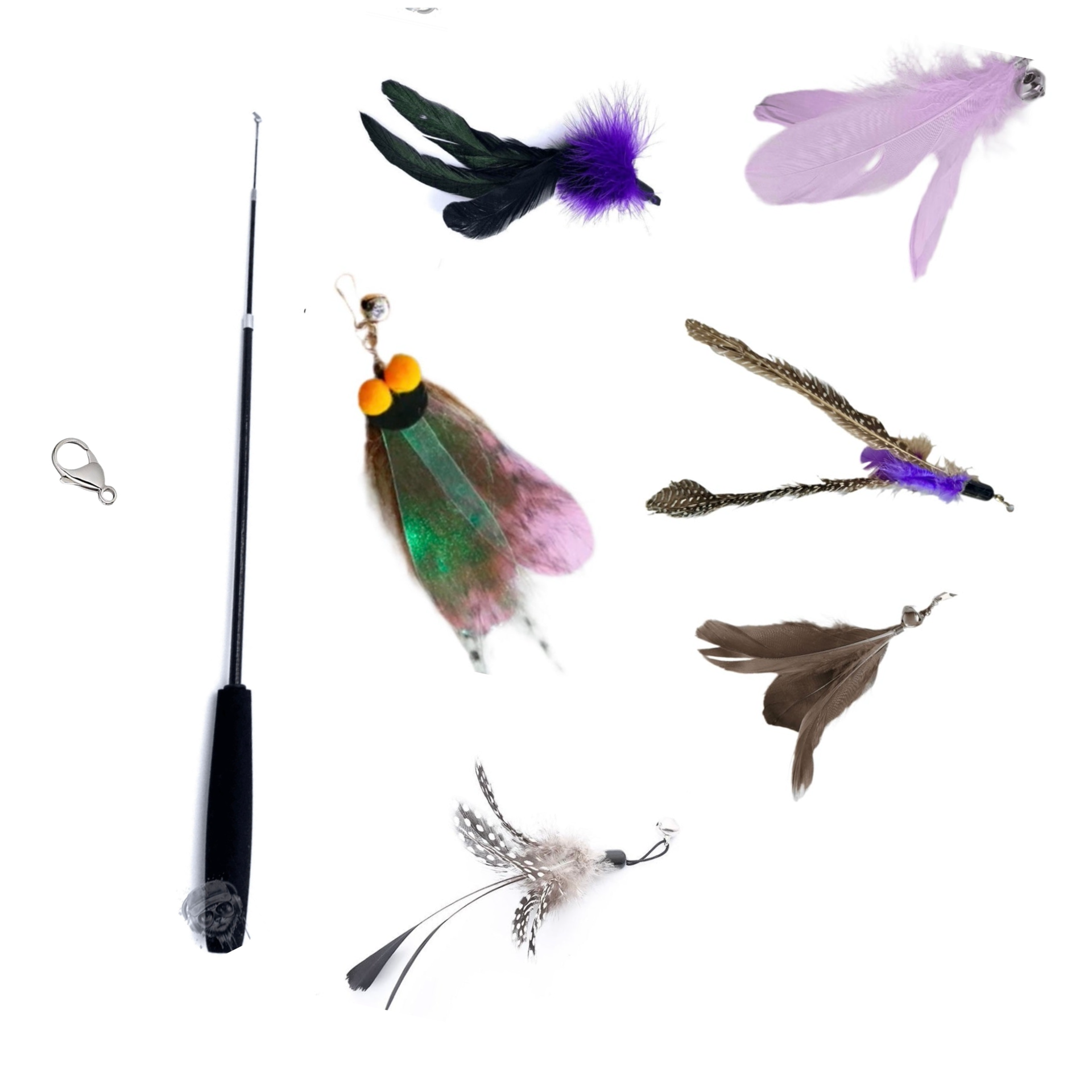 Furprize! Flies and Ravens, Purple , 7 piece Feather Wand Teaser Refill Set
