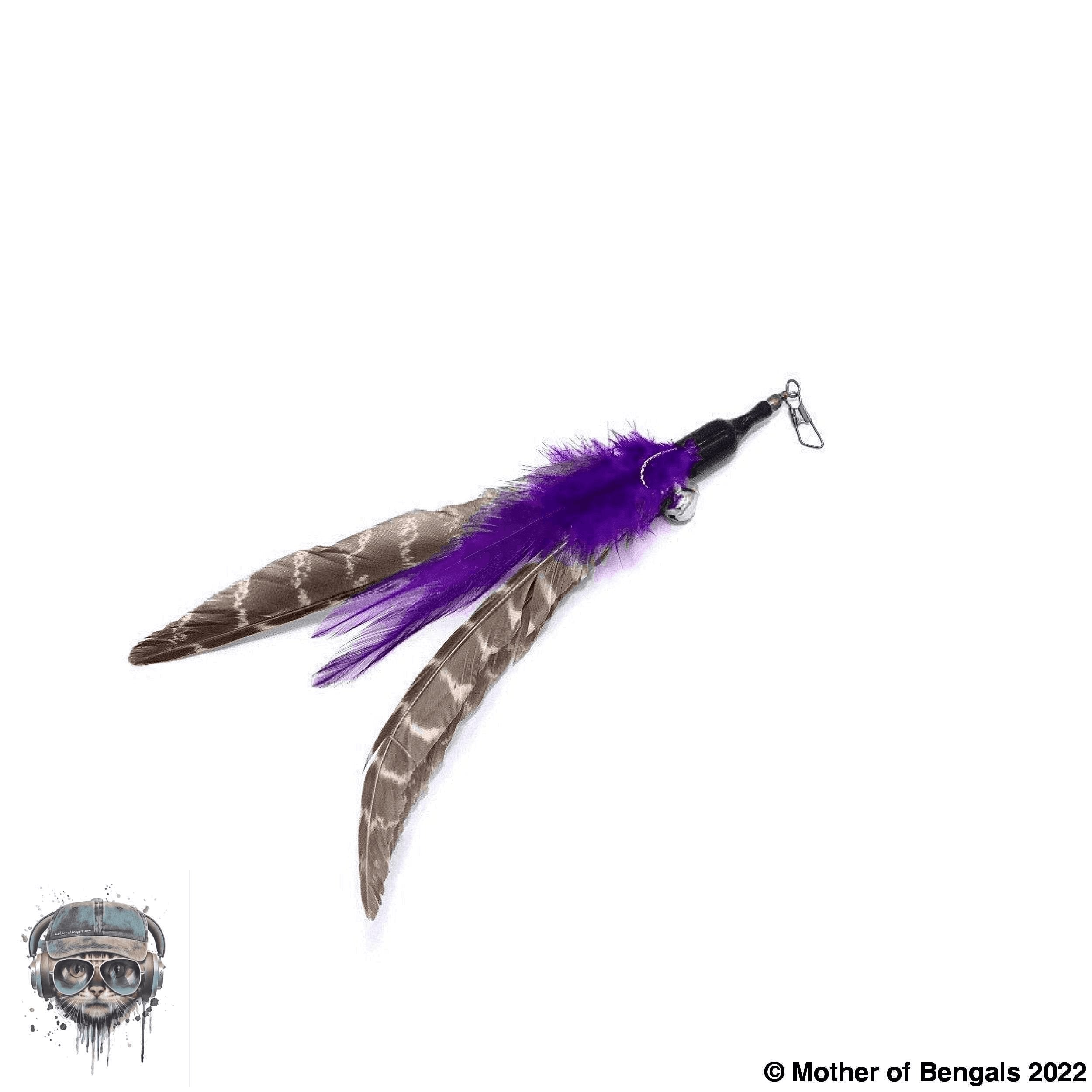 Furprize! Flies and Raven Claw, Purple , 6 piece Feather Wand Teaser Refill Set