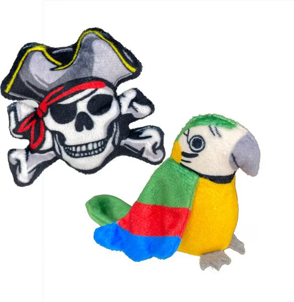 MULTIPET Margaritaville Parrot/Skull Cat Toy 2pk