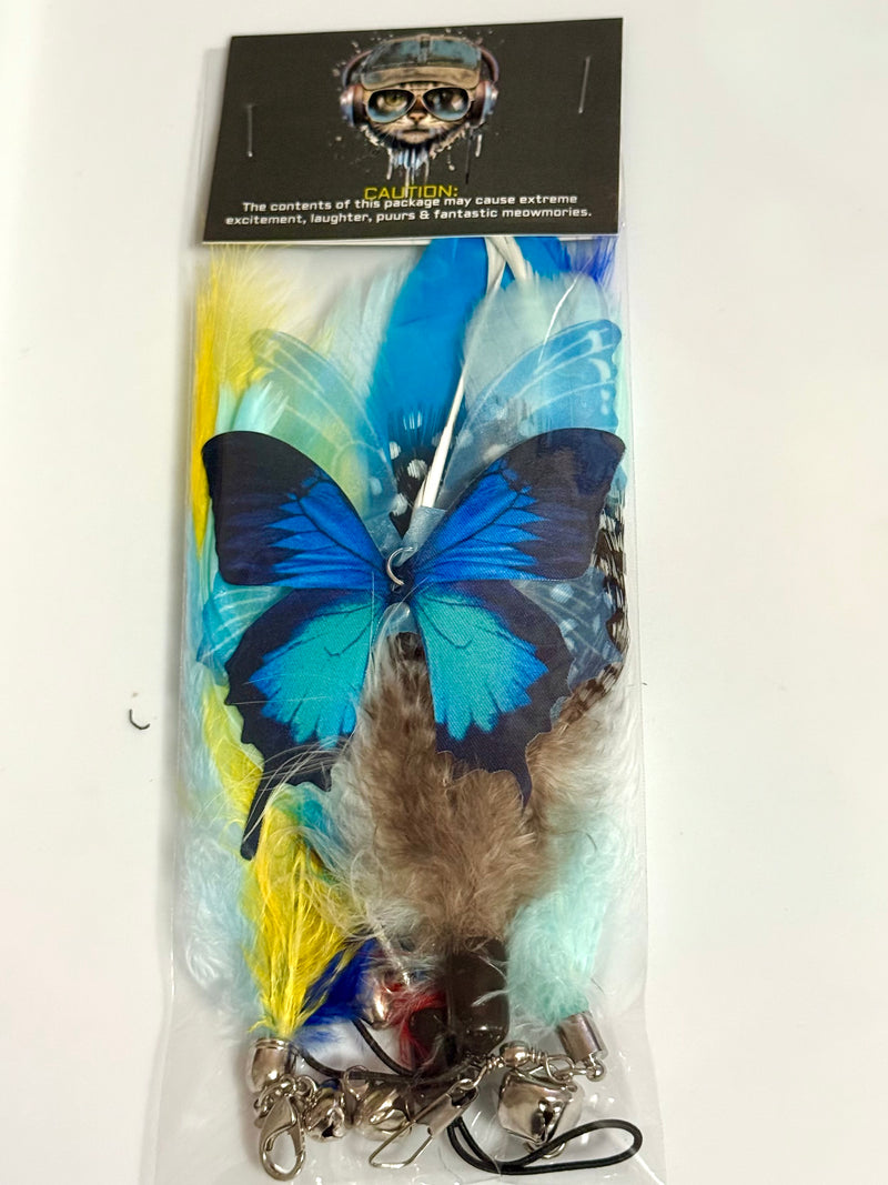 Furprize! Butterfly Garden, Blue, 5 piece Feather Wand Teaser Refill Set