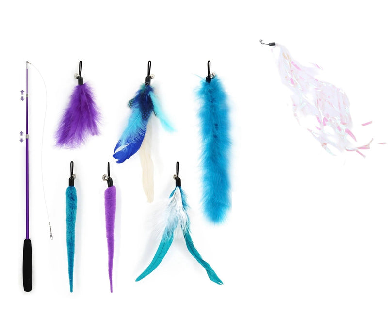 Furprize! Stormy’s Unstoppable Insect, Purple,  9 piece Feather & Cat Wand Teaser Set