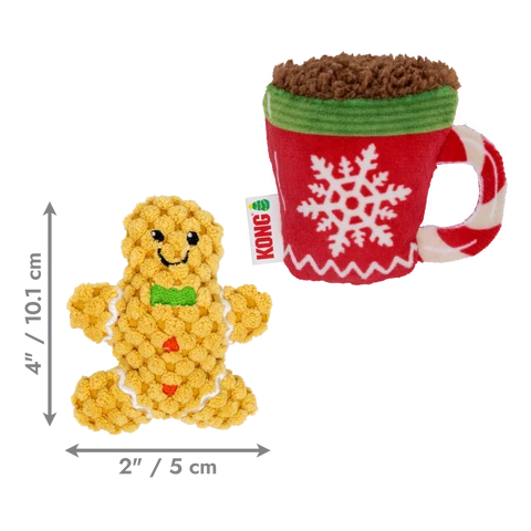 KONG HOLIDAY SCRATTLES GINGERBREAD, COCOA 2-PK