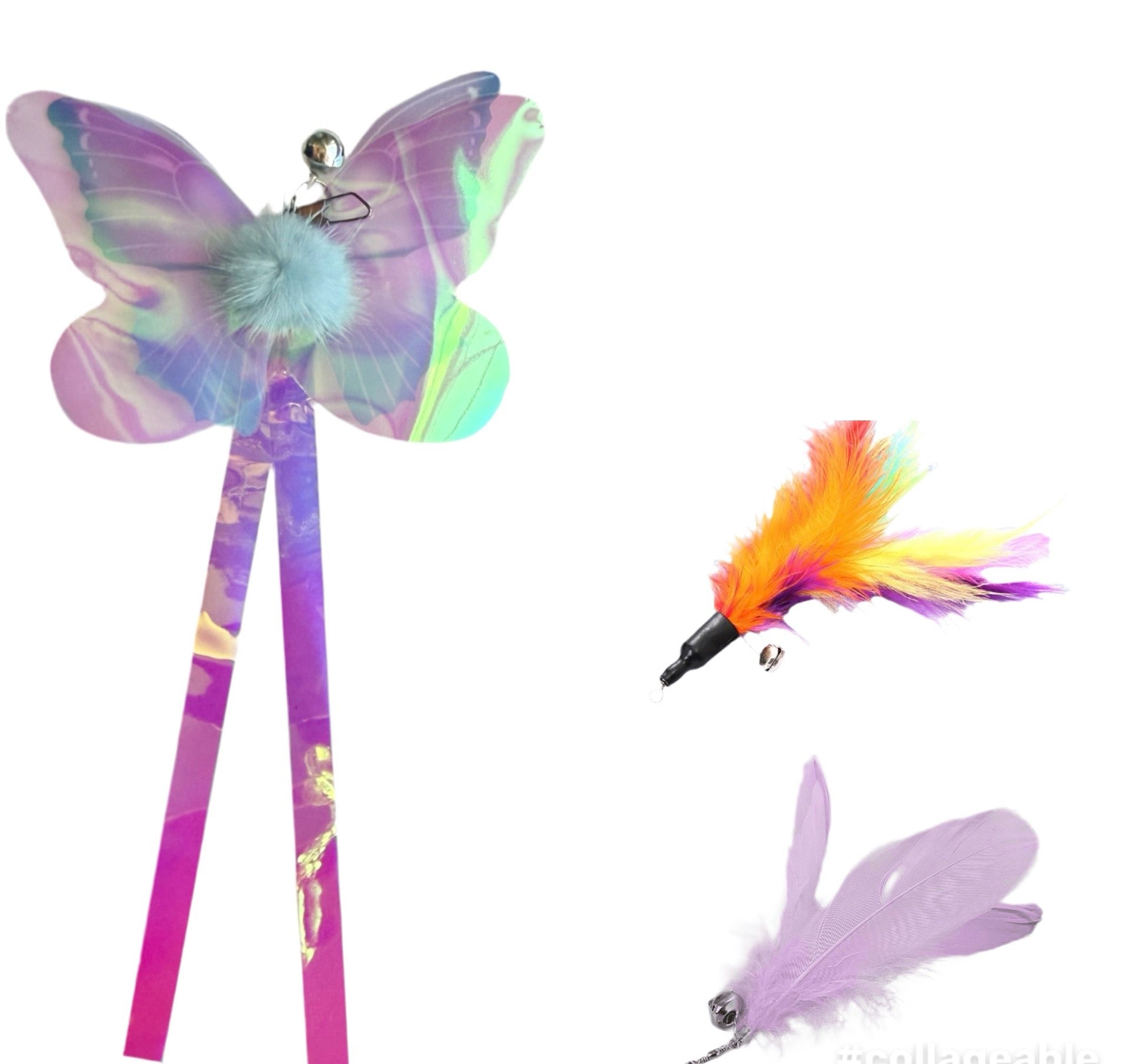 Furprize! Spunky Butterfly Garden, 4 piece Feather Wand Teaser Refill Set