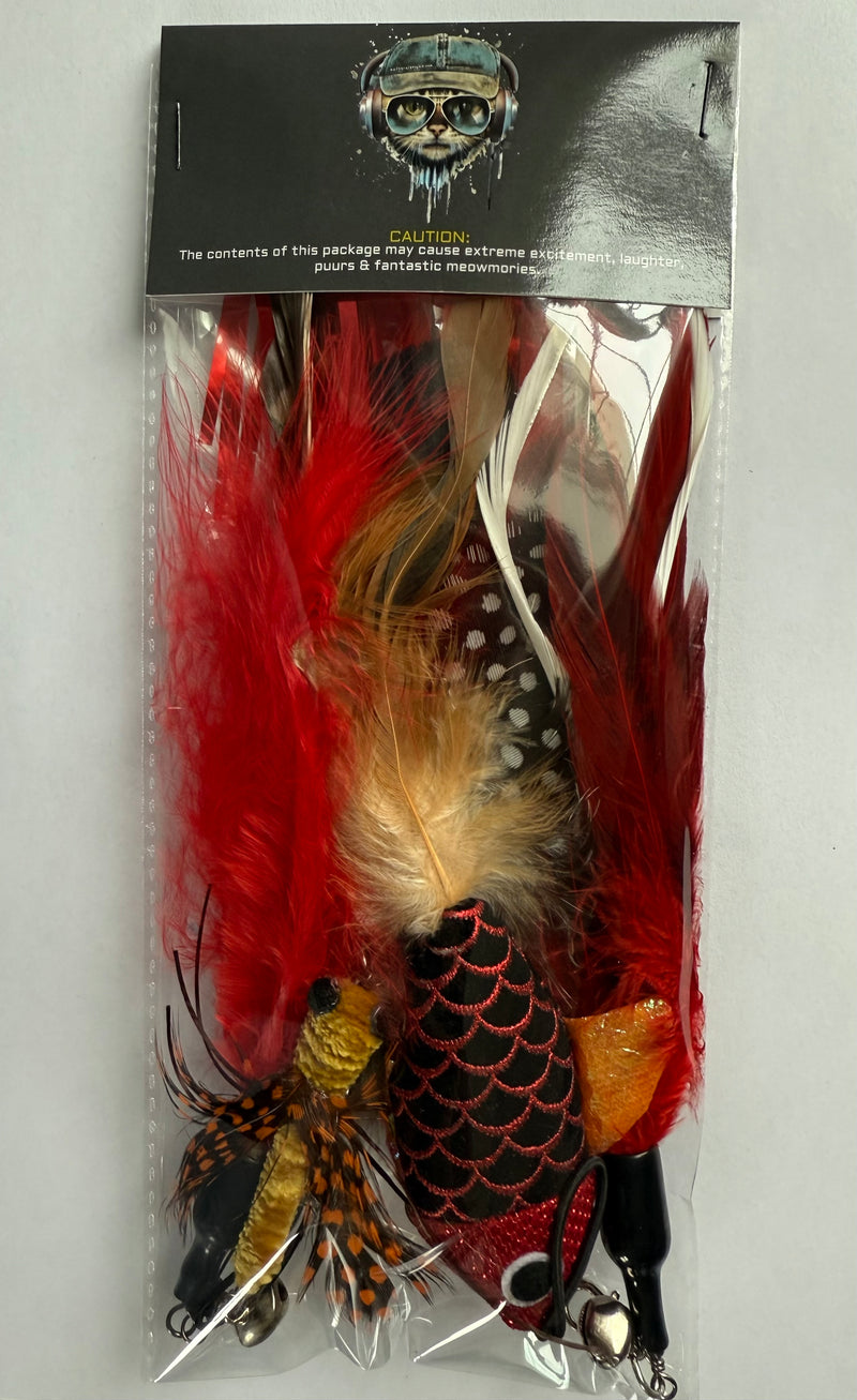 FurPrize! Koi Garden, Red, 6 piece Feather Refill Teaser Set