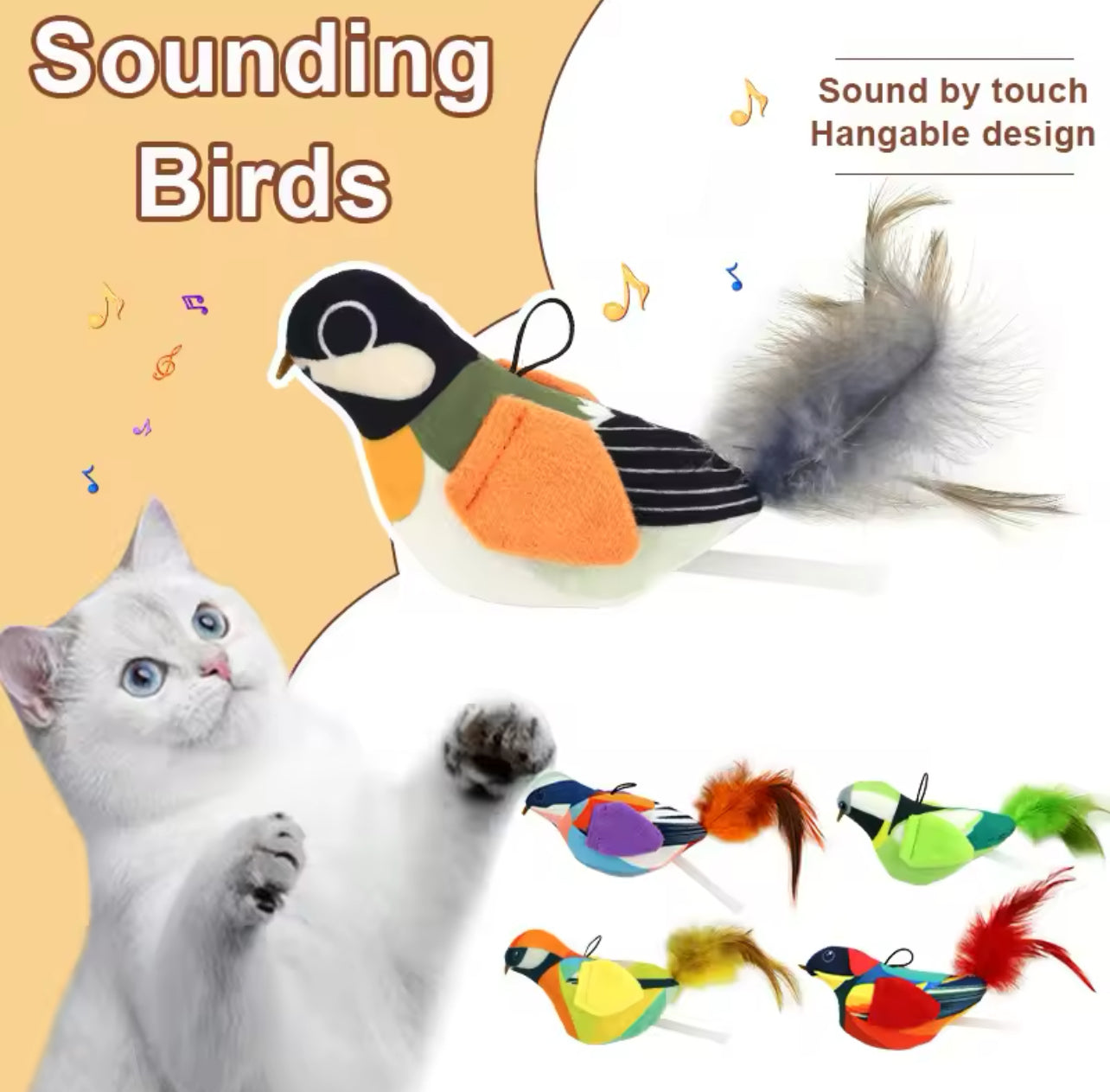 Furprize!  Interactive Chirping Bird Feather Cat Toy and Wand Refill