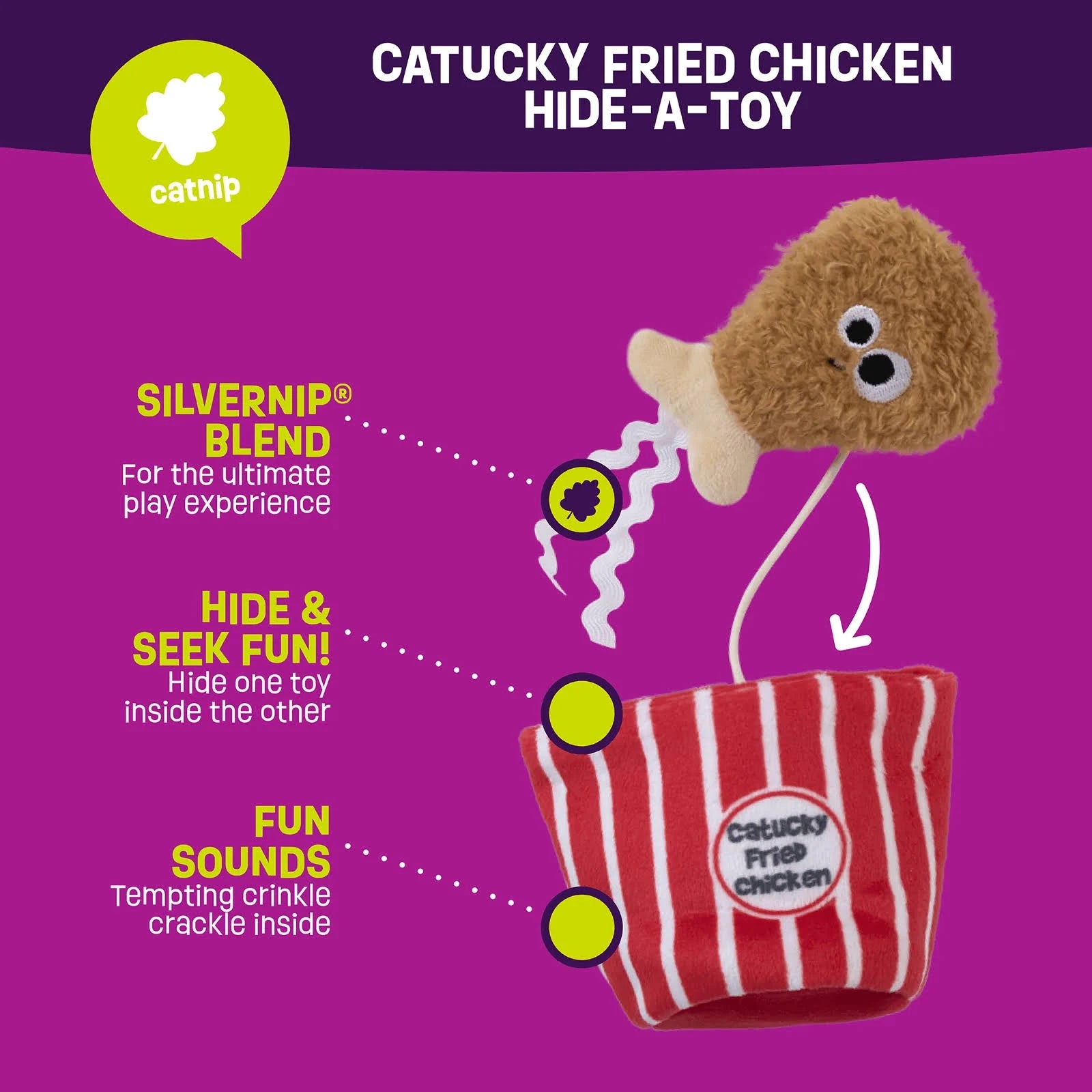Mad Cat Catucky Fried Chicken Cat Toy with Catnip