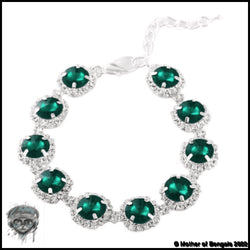 Adjustable Large Rhinestone Bling Bling Pet Collar collars Mother of Bengals Emerald green -round 