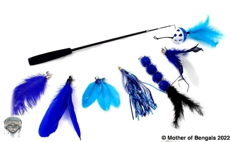 FurPrize! 8 piece Feather & Cat Wand Teaser Set Bundle FurPrize! Blue 