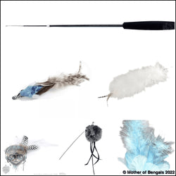 FurPrize! Blue Bird, 6 piece Feather & Cat Wand Teaser Set Bundle FurPrize! Wand & Refill, 6pc 
