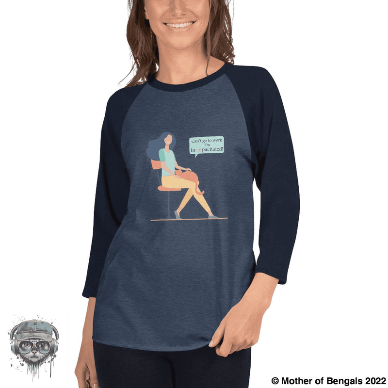Incatpacitated 3/4 sleeve raglan shirt T-shirt FurPrize! Heather Denim/Navy XS 