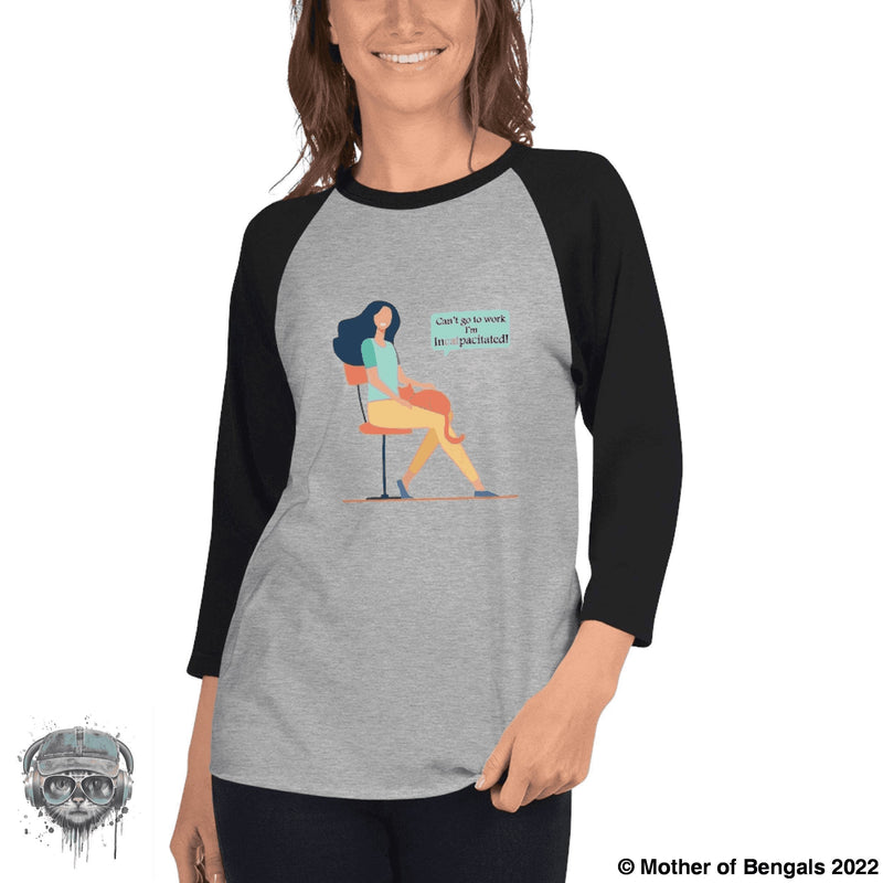 Incatpacitated 3/4 sleeve raglan shirt T-shirt FurPrize! Heather Grey/Black XS 