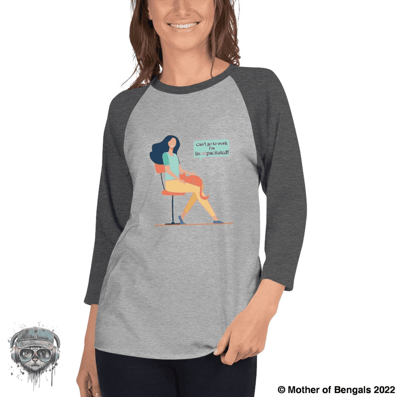 Incatpacitated 3/4 sleeve raglan shirt T-shirt FurPrize! Heather Grey/Heather Charcoal XS 