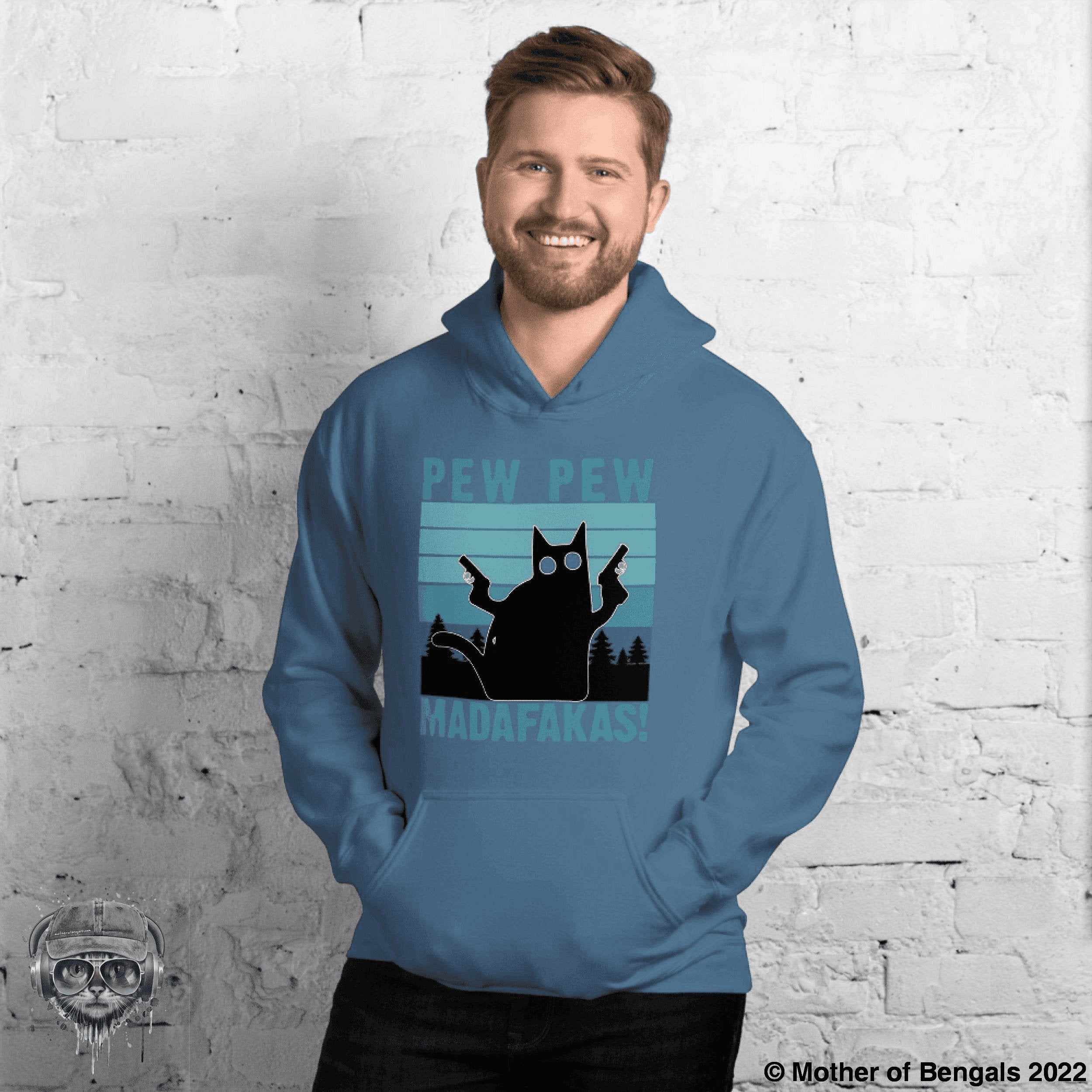 Pew Pew Unisex Hoodie Mother of Bengals Indigo Blue S 