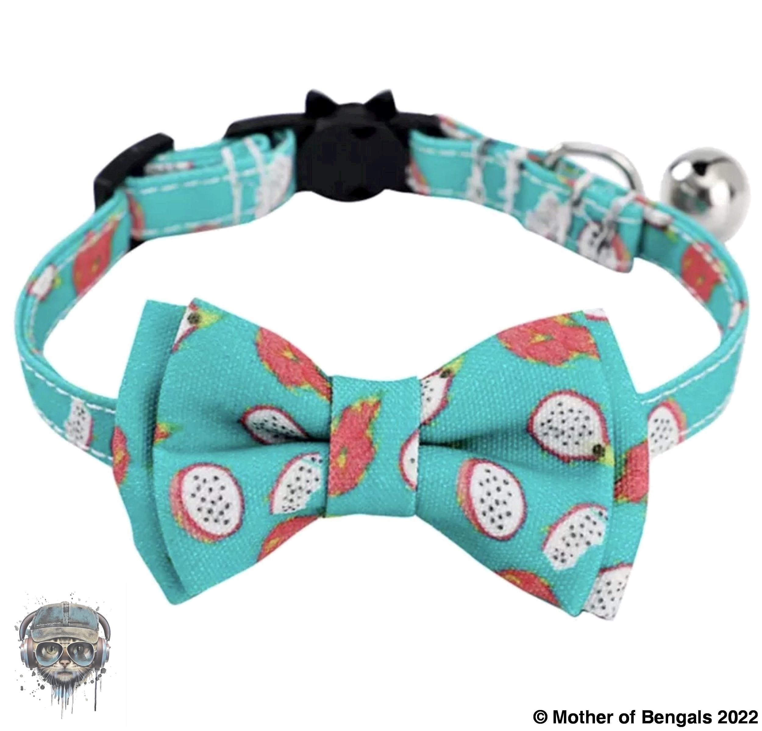 Plaid Watermelon Adjustable Breakaway Collar by Mother of Bengals Mother of Bengals Dragonfruit 