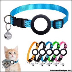 Reflective AirTag Breakaway Cat Collar by Mother Of Bengals Mother of Bengals Green 