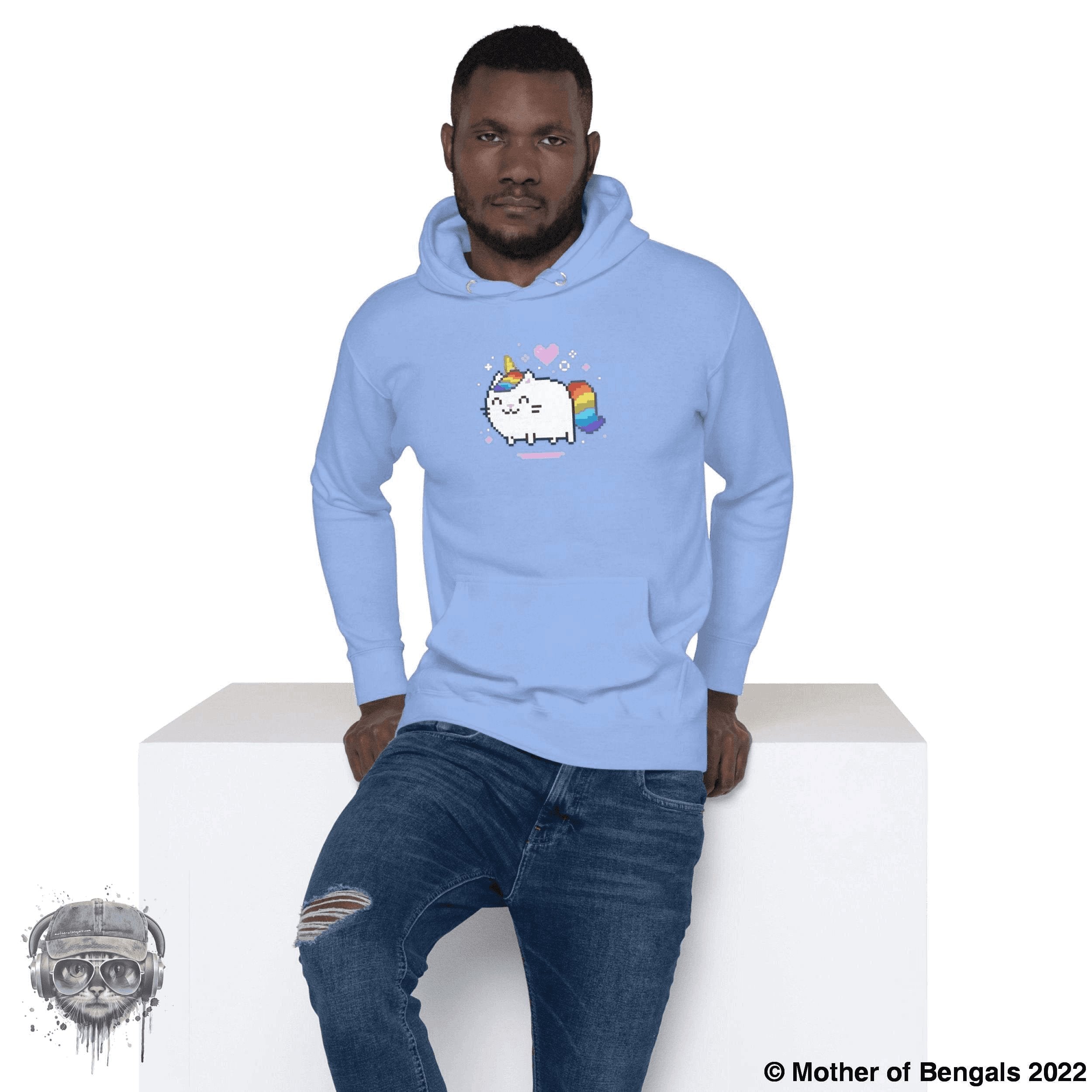 Unicorn Kitty Hoodie Mother of Bengals Carolina Blue S 