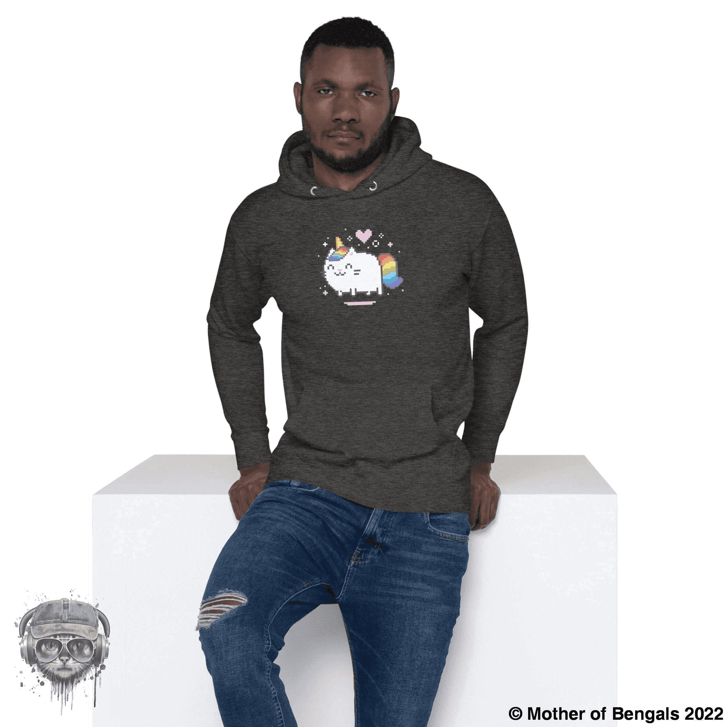 Unicorn Kitty Hoodie Mother of Bengals Charcoal Heather S 