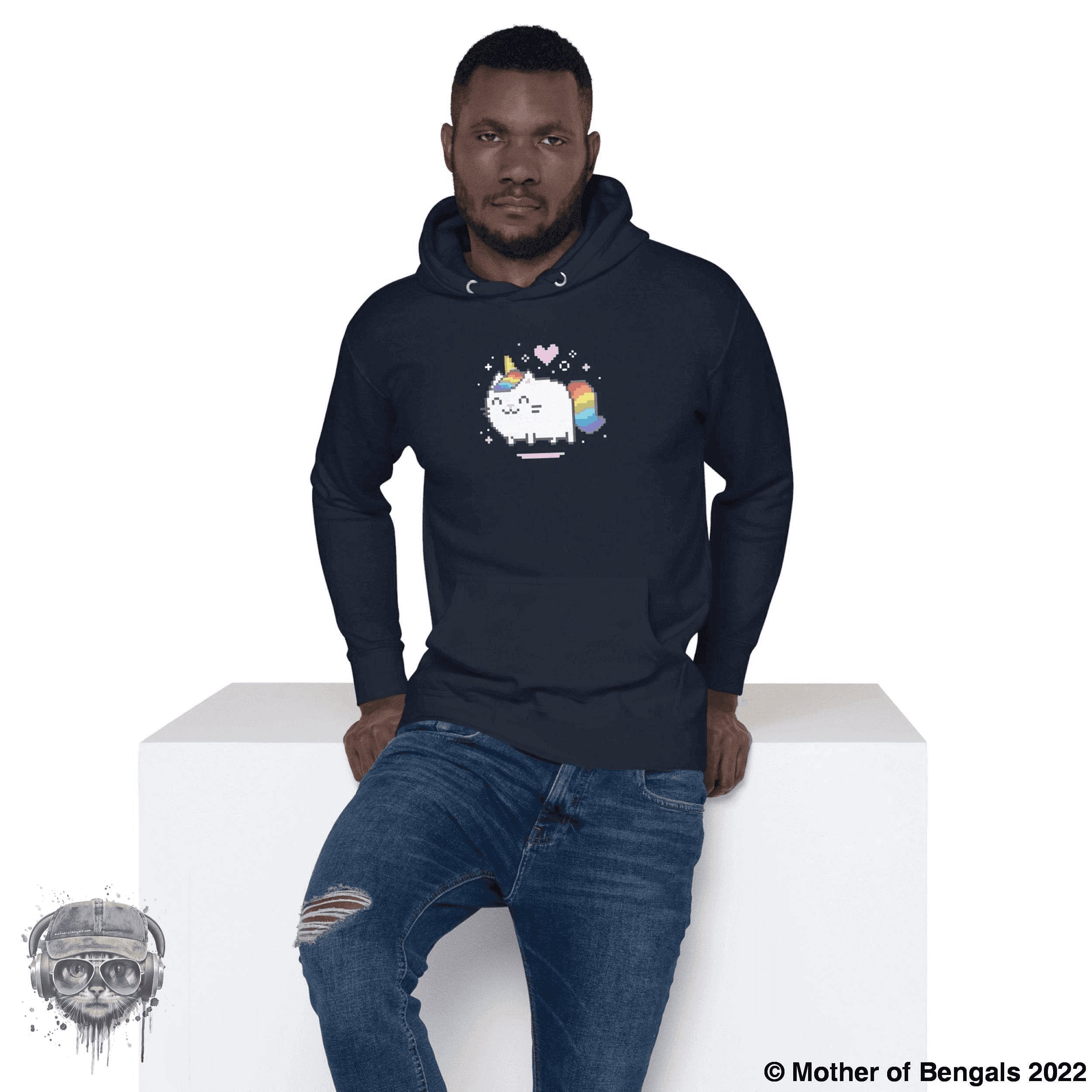 Unicorn Kitty Hoodie Mother of Bengals Navy Blazer S 