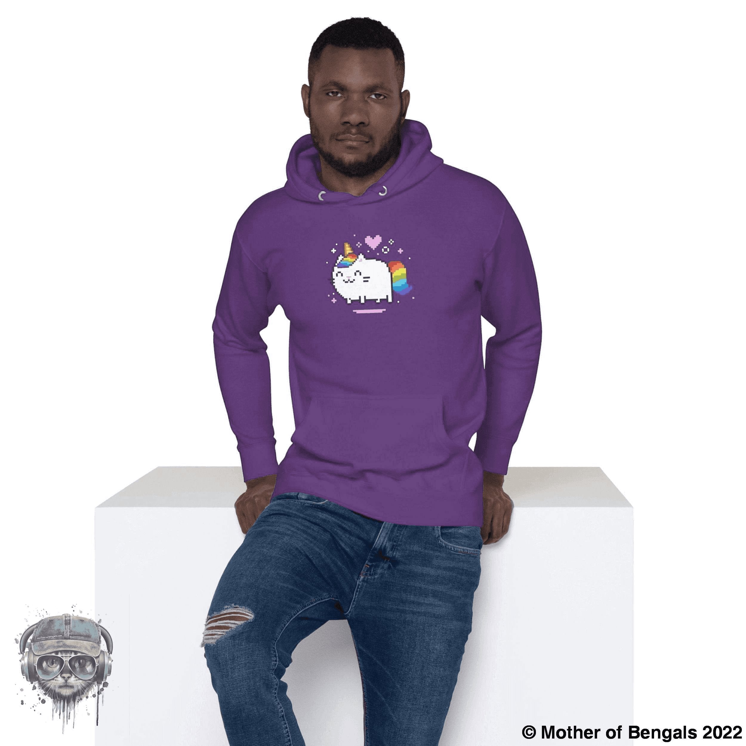 Unicorn Kitty Hoodie Mother of Bengals Purple S 