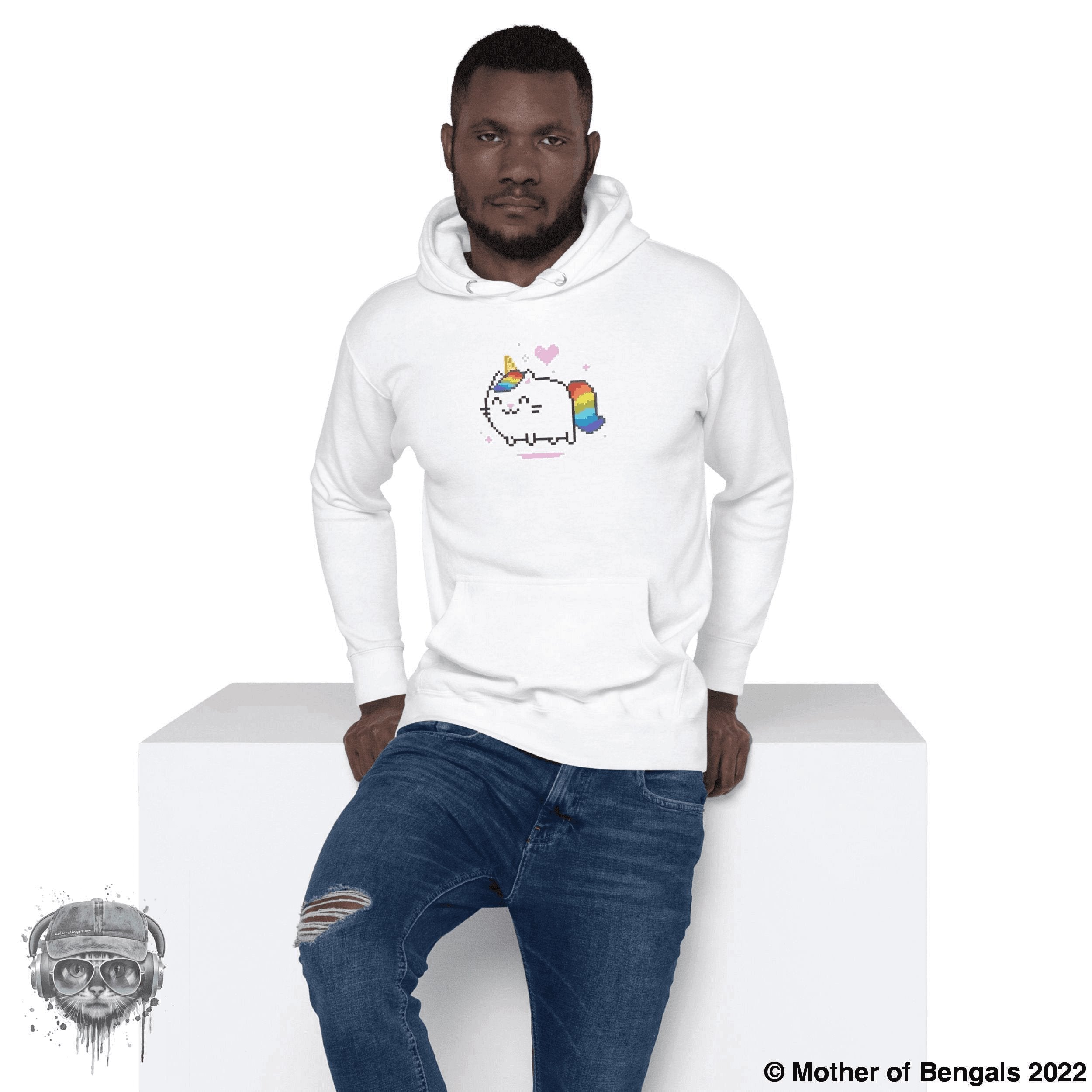 Unicorn Kitty Hoodie Mother of Bengals White S 