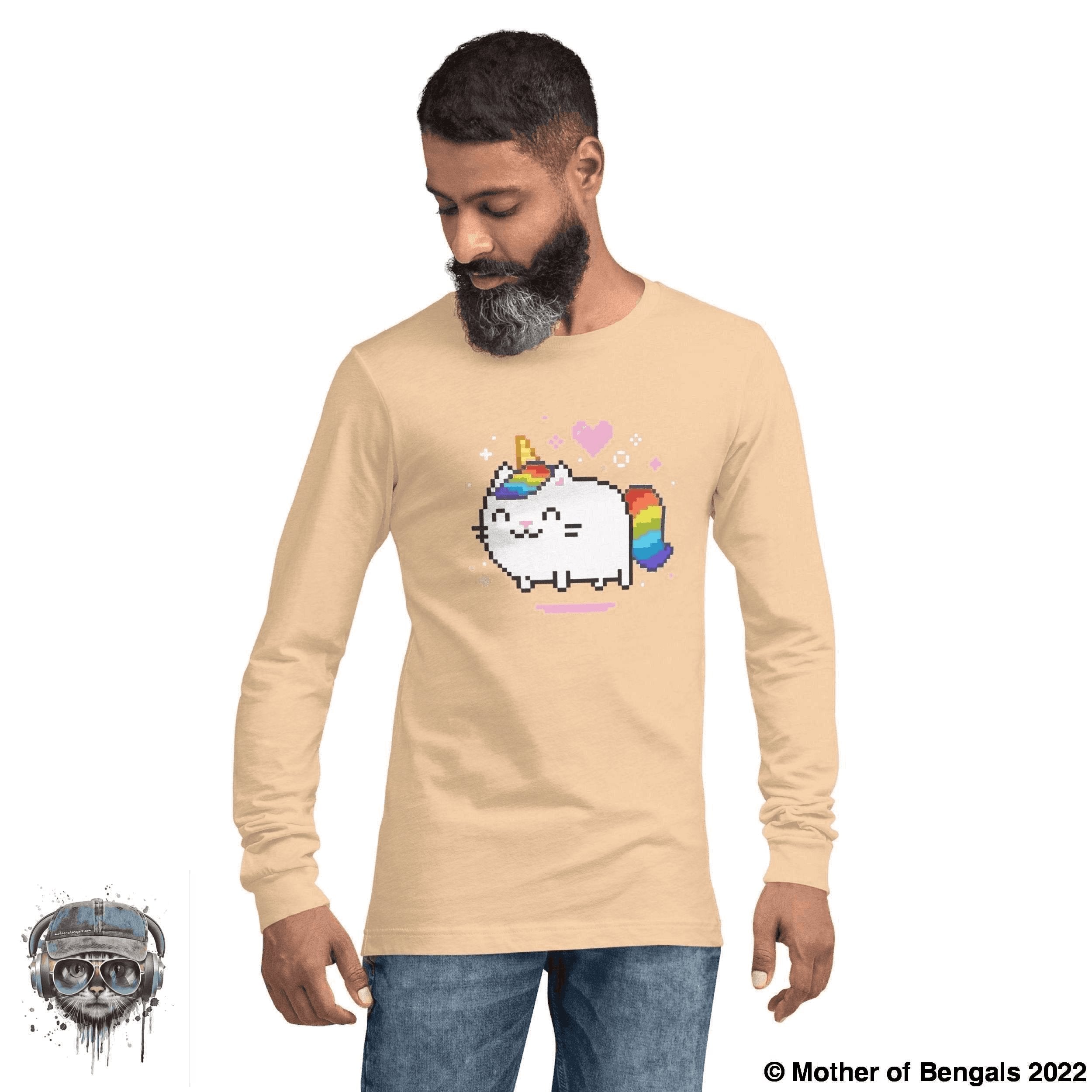Unicorn Kitty Long Sleeve Shirt Mother of Bengals Sand Dune XS 
